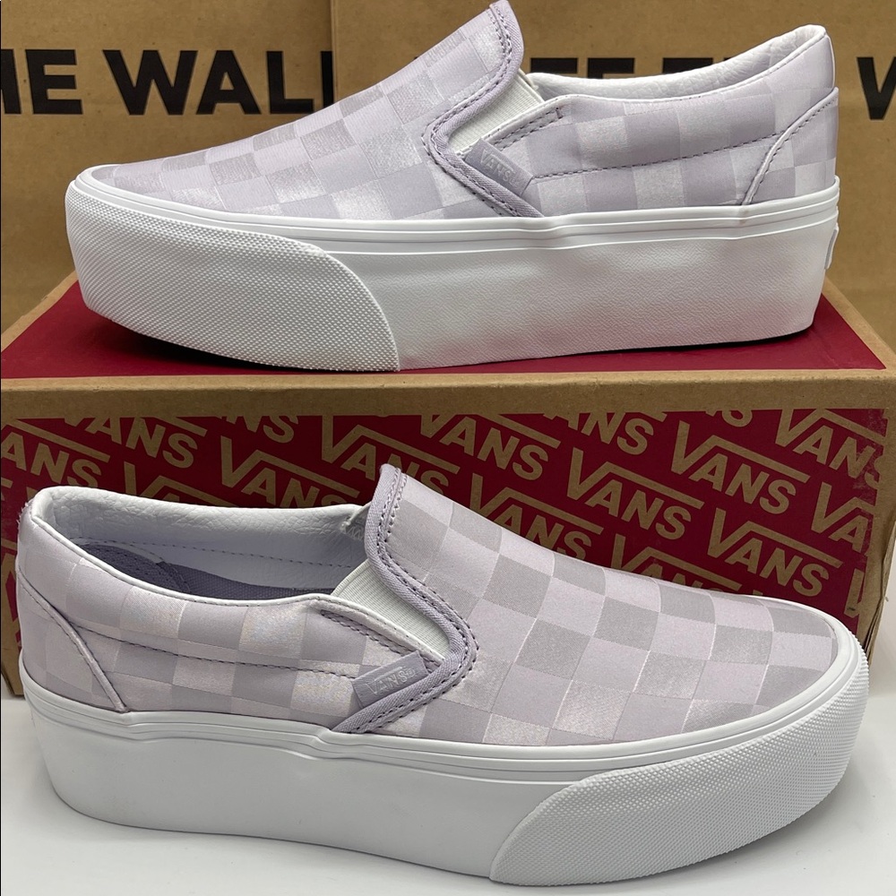 Vans Platform Sneakers Classic Slip-On Stackform
Satin Checkerboard Lilac - Picture 1 of 16